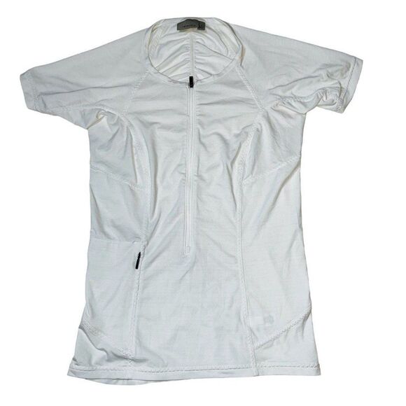 ATHLETA‎ Pacifica 2.0 Swim Top Rash  1/2 Zip Rash Short Sleeve White Size Small - Picture 1 of 11